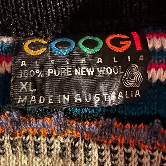 Vintage COOGI Australia Cardigan Sweater VTG Knit 100% Pure Wool Funky Unique XL - Picture 9 of 16